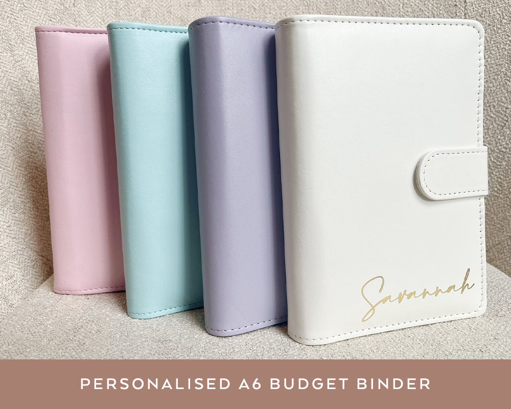 Personalised A6 Budget Planner Binder with 6 Zipper Inserts