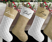 Load image into Gallery viewer, Hessian Look Personalised Christmas Stockings
