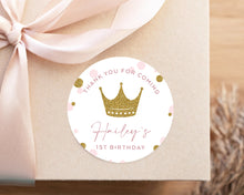Load image into Gallery viewer, Princess Gold Crown Style Birthday Party Stickers, Girls&#39; Party Stickers
