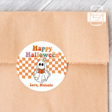 Load image into Gallery viewer, Halloween Groovy Ghost Style Favour Stickers, Halloween Stickers
