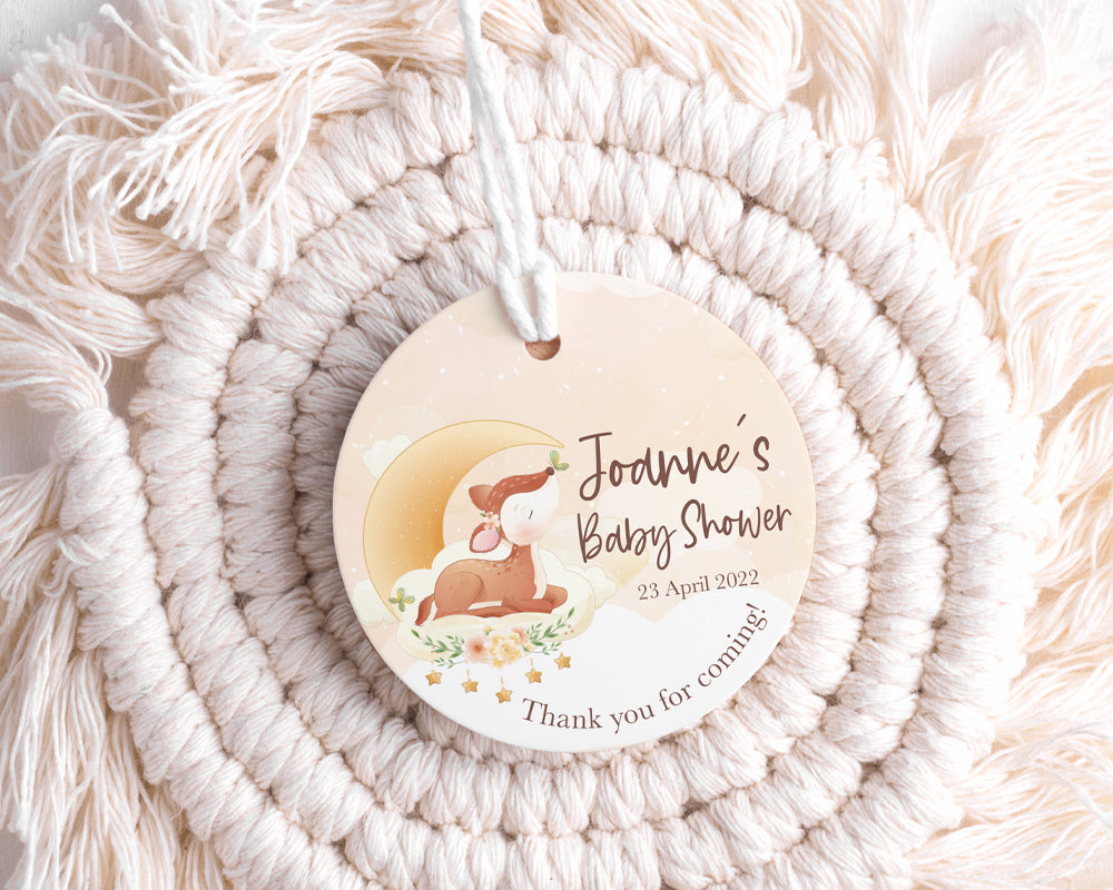 Baby Deer Baby Shower Round Party Favour Tags