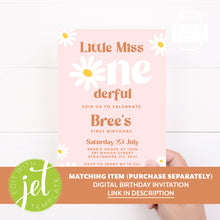 Load image into Gallery viewer, Little Miss Onederful Daisy Themed Girl Birthday Party Stickers
