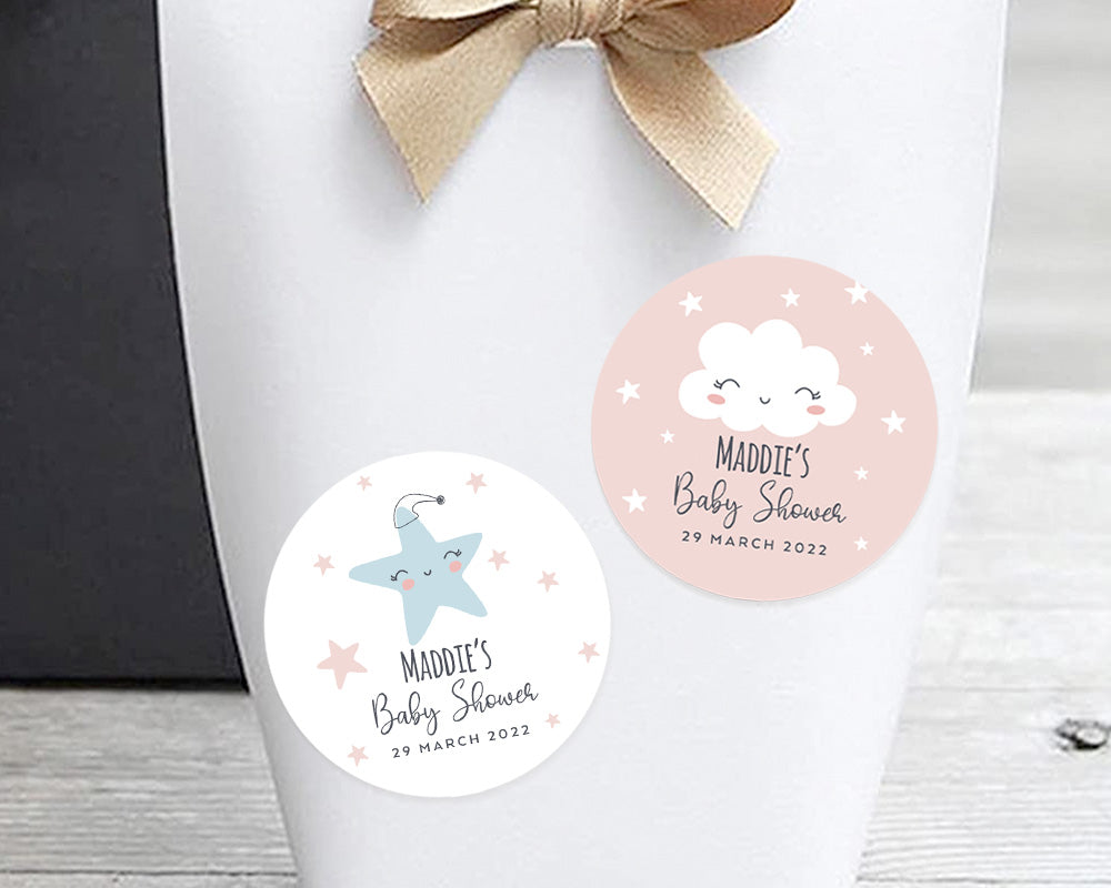 Cute Cloud and Star Style Baby Shower Thank You Stickers