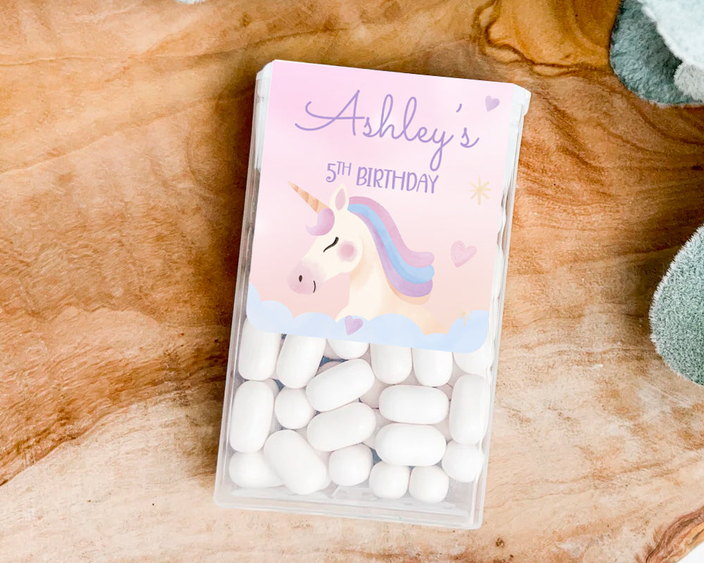 *Sticker Only* Unicorn Party Tic Tac Stickers Unicorn Party Stickers