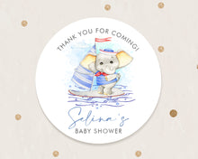 Load image into Gallery viewer, Elephant in Sailor Suit Baby Shower Thank You Stickers Favour Stickers, Elephant Baby Shower Stickers

